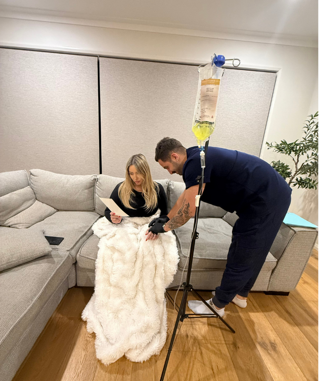 The Vitamin Guy mobile IV therapy set up in-home by an AHPRA-registered nurse