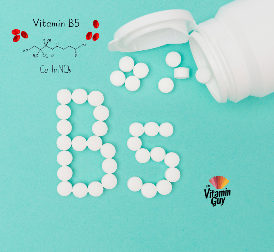 Vitamin B5 pantothenic acid educational graphic by The Vitamin Guy for Brisbane, Gold Coast and Northern Rivers NSW